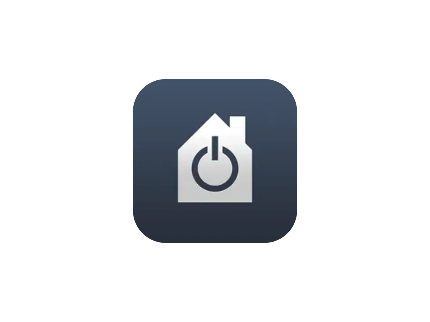 Symbol eines Hauses mit einem Einschaltknopf, der eine Smart-Home-Funktion darstellt.